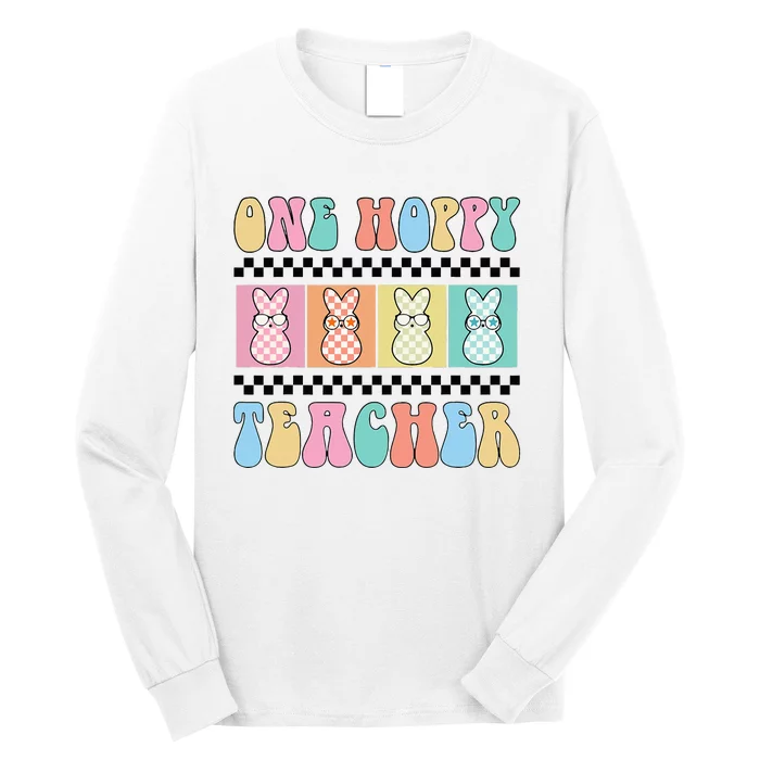 One Hoppy Teacher Bunny Easter Day Long Sleeve Shirt