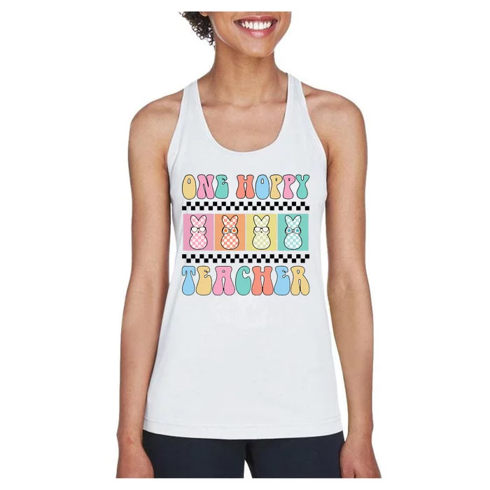 One Hoppy Teacher Bunny Easter Day Women's Racerback Tank