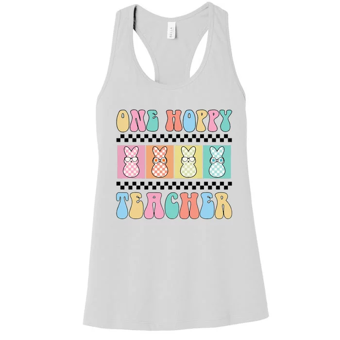 One Hoppy Teacher Bunny Easter Day Women's Racerback Tank