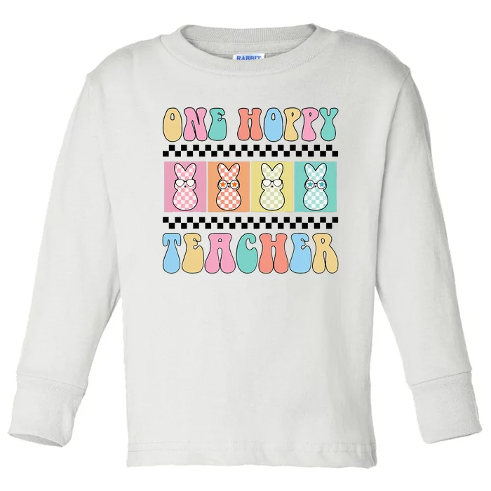 One Hoppy Teacher Bunny Easter Day Toddler Long Sleeve Shirt