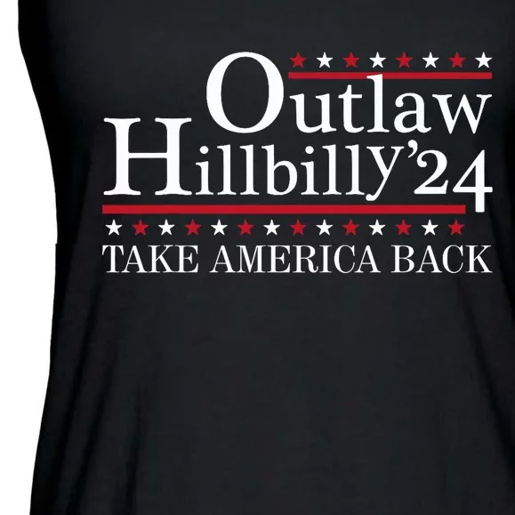 Outlaw Hillbilly Take America Back American Flag Pro Trump Ladies Essential Flowy Tank