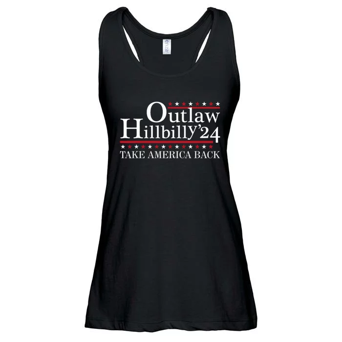 Outlaw Hillbilly Take America Back American Flag Pro Trump Ladies Essential Flowy Tank