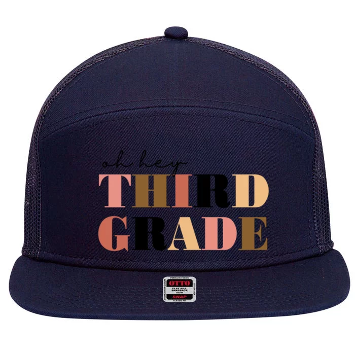 Oh Hey Third Grade Cute Gift 7 Panel Mesh Trucker Snapback Hat