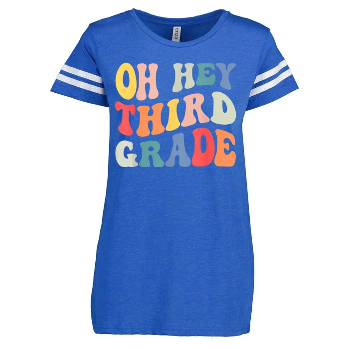 Oh Hey Third Grade Groovy Funny Back To School Teacher Enza Ladies Jersey Football T-Shirt