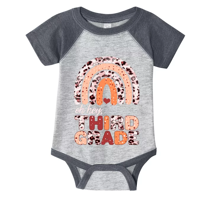 Oh Hey Third Grade Leopard Print Pattern Rainbow Infant Baby Jersey Bodysuit