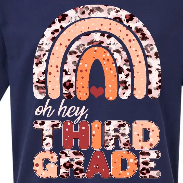 Oh Hey Third Grade Leopard Print Pattern Rainbow Sueded Cloud Jersey T-Shirt