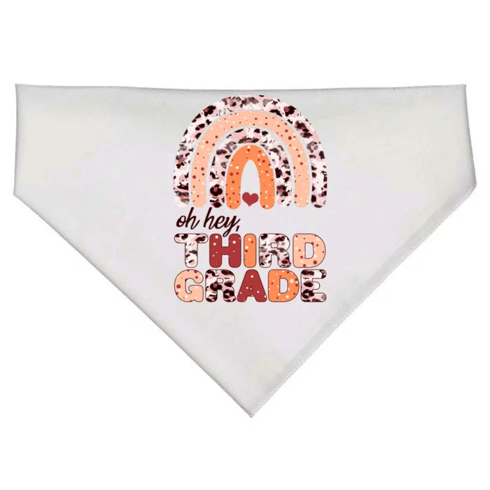 Oh Hey Third Grade Leopard Print Pattern Rainbow USA-Made Doggie Bandana