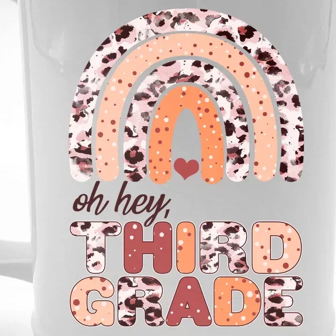 Oh Hey Third Grade Leopard Print Pattern Rainbow Front & Back Beer Stein