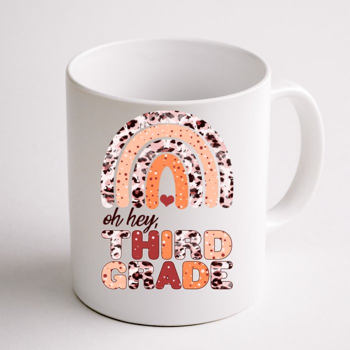 Oh Hey Third Grade Leopard Print Pattern Rainbow Front & Back Coffee Mug