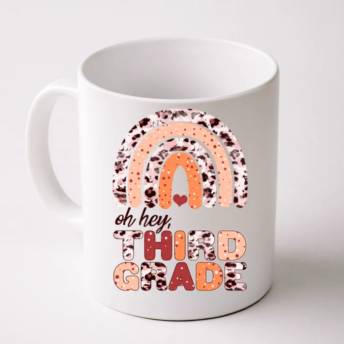 Oh Hey Third Grade Leopard Print Pattern Rainbow Front & Back Coffee Mug