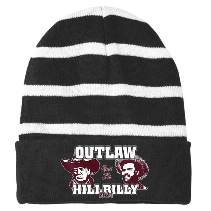 Outlaw Hillbilly Trump Vance 2024 Vintage Striped Beanie with Solid Band