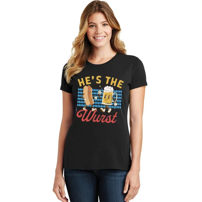 Oktoberfes Hes The Wurst Shes A Brat Couples Matching Women's T-Shirt