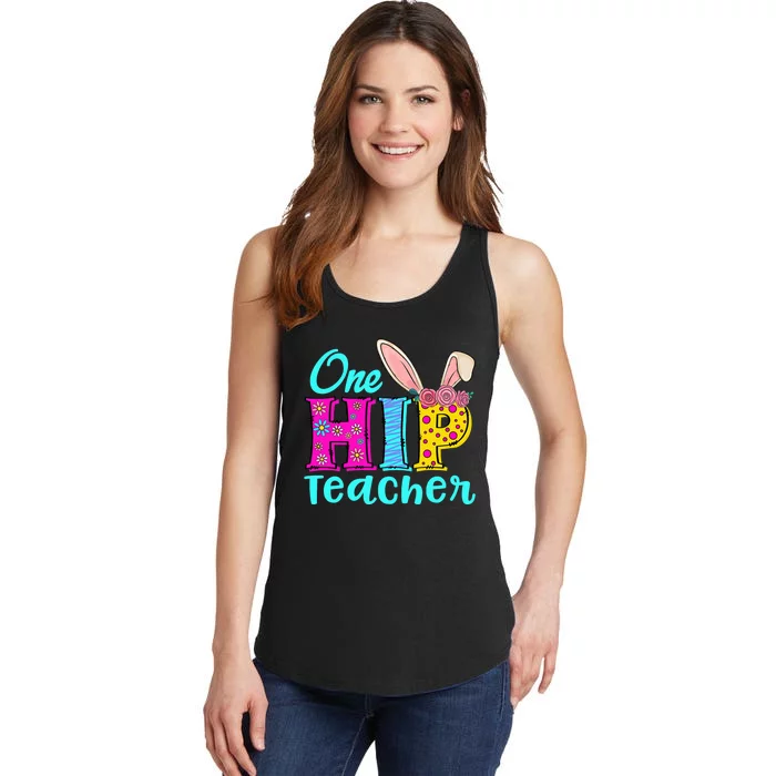 One Hip Teacher Happy Easter Bunny Ladies Essential Tank