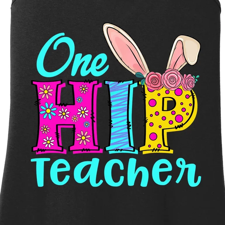 One Hip Teacher Happy Easter Bunny Ladies Essential Tank