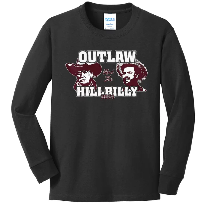 Outlaw Hillbilly Trump Vance 2024 Vintage Kids Long Sleeve Shirt