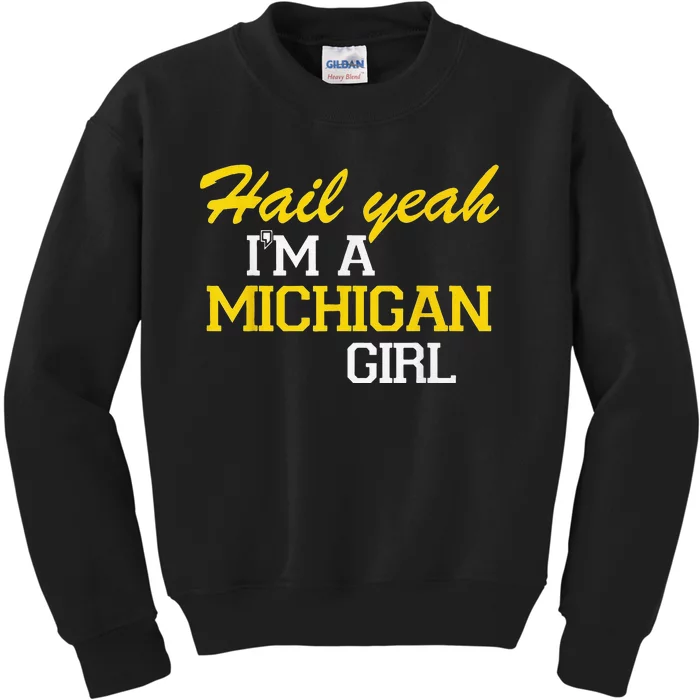 Oh Hail Yeah Michigan Michigander Pride Distressed Kids Sweatshirt