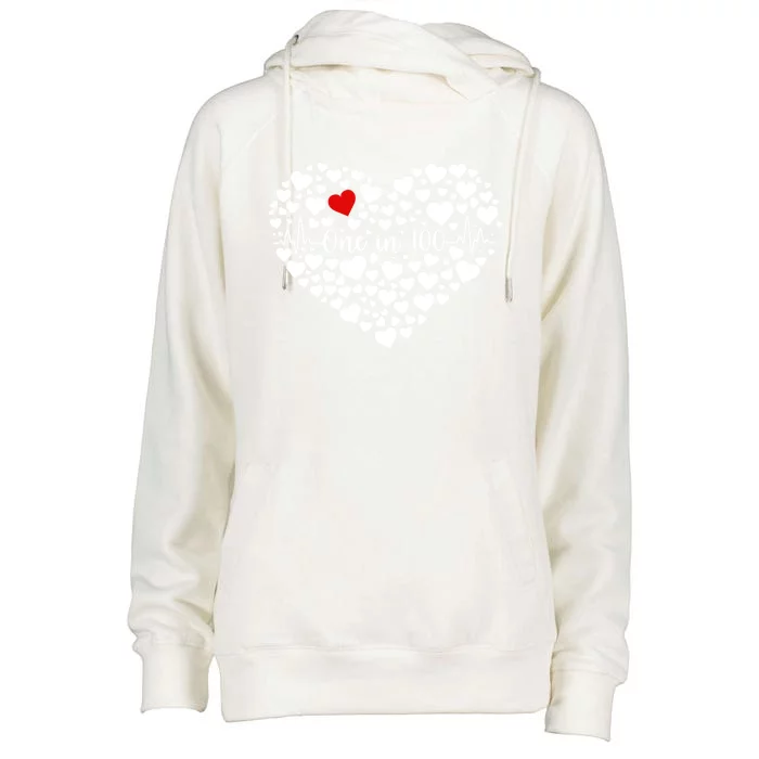 One In 100 Chd Congenital Heart Disease Awareness Gift Womens Funnel Neck Pullover Hood