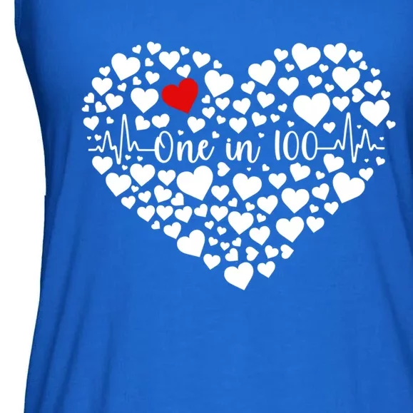 One In 100 Chd Congenital Heart Disease Awareness Gift Ladies Essential Flowy Tank