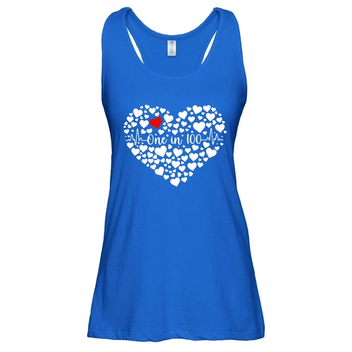 One In 100 Chd Congenital Heart Disease Awareness Gift Ladies Essential Flowy Tank