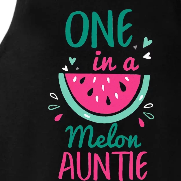 One In A Melon Auntie Watermelon Family Matching Ladies Tri-Blend Wicking Tank