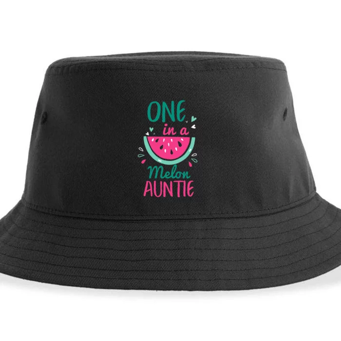 One In A Melon Auntie Watermelon Family Matching Sustainable Bucket Hat