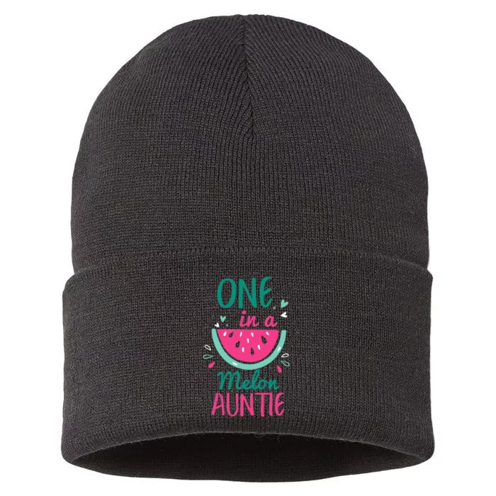 One In A Melon Auntie Watermelon Family Matching Sustainable Knit Beanie