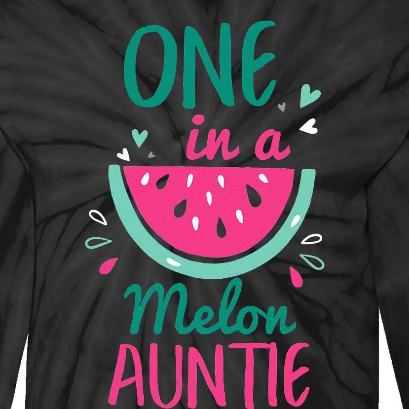 One In A Melon Auntie Watermelon Family Matching Tie-Dye Long Sleeve Shirt