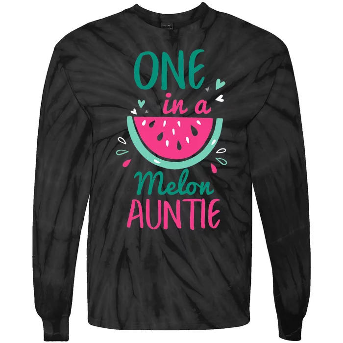 One In A Melon Auntie Watermelon Family Matching Tie-Dye Long Sleeve Shirt