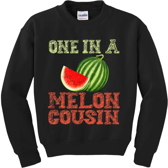 One In A Melon Cousin Funny Watermelon Family Kids Sweatshirt