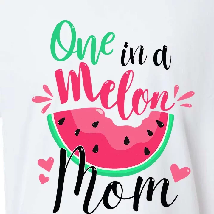 One In A Melon Mom Summer Birthday Party Matching Family Sueded Cloud Jersey T-Shirt