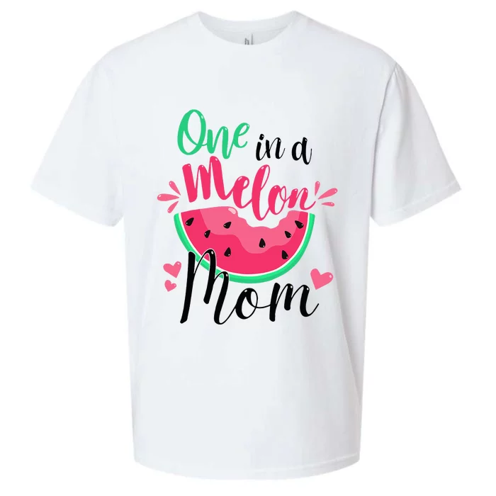 One In A Melon Mom Summer Birthday Party Matching Family Sueded Cloud Jersey T-Shirt