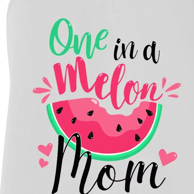 One In A Melon Mom Summer Birthday Party Matching Family Women's Racerback Tank