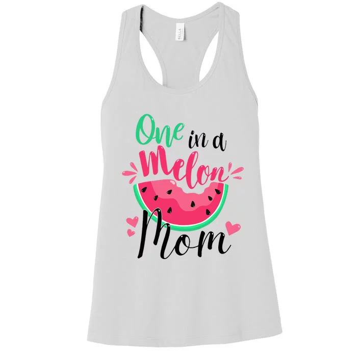 One In A Melon Mom Summer Birthday Party Matching Family Women's Racerback Tank