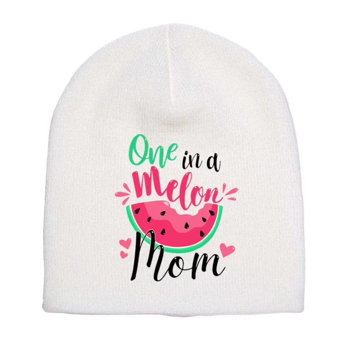 One In A Melon Mom Summer Birthday Party Matching Family Short Acrylic Beanie