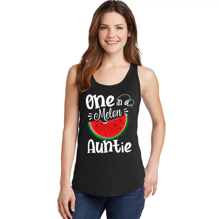 One In A Melon Auntie Watermelon Matching Family Summer Ladies Essential Tank