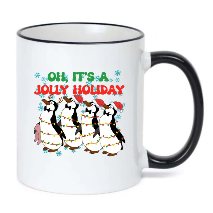 Oh Its A Jolly Holiday Cute Penguin Christmas Black Color Changing Mug