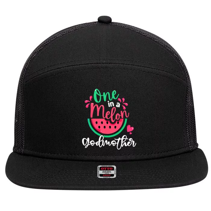 One In A Melon Godmother Fruit Summer Vacation For Family 7 Panel Mesh Trucker Snapback Hat