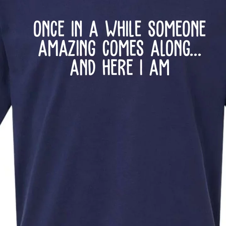 Once In A While Someone Amazing Comes Along And Here I Am Funny Sueded Cloud Jersey T-Shirt