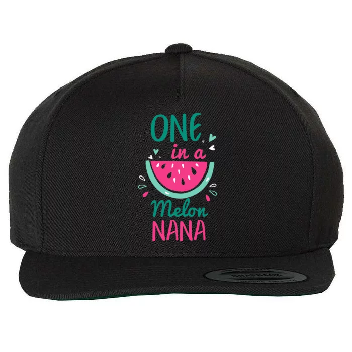 One In A Melon Nana Watermelon Family Matching Wool Snapback Cap