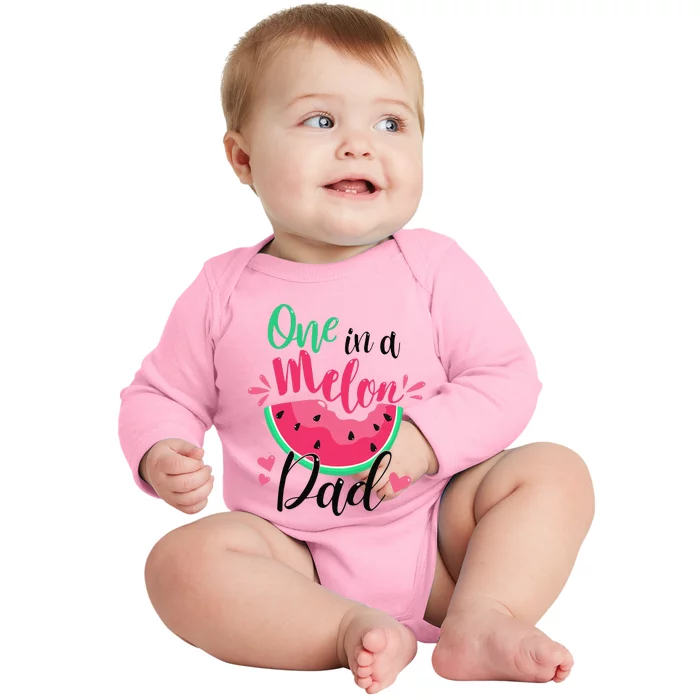 One In A Melon Dad Summer Birthday Party Matching Family Baby Long Sleeve Bodysuit