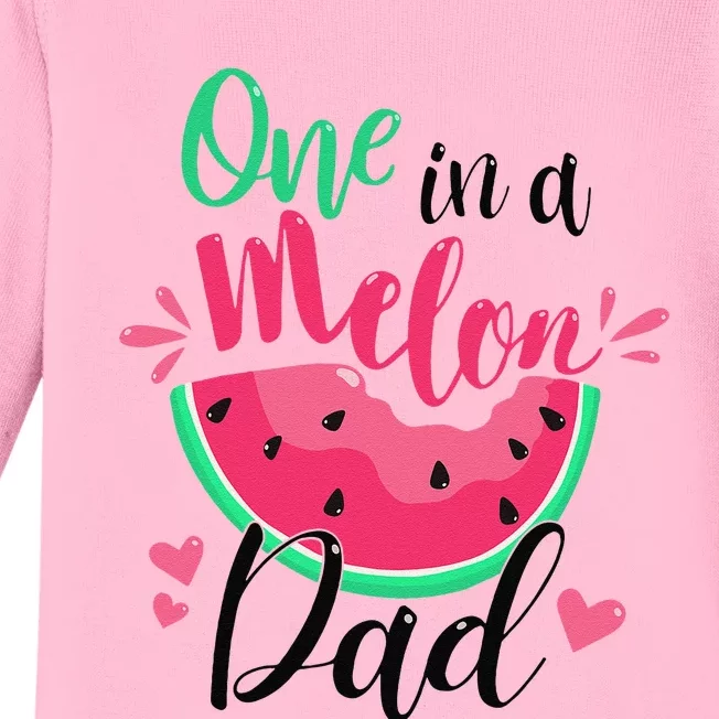 One In A Melon Dad Summer Birthday Party Matching Family Baby Long Sleeve Bodysuit