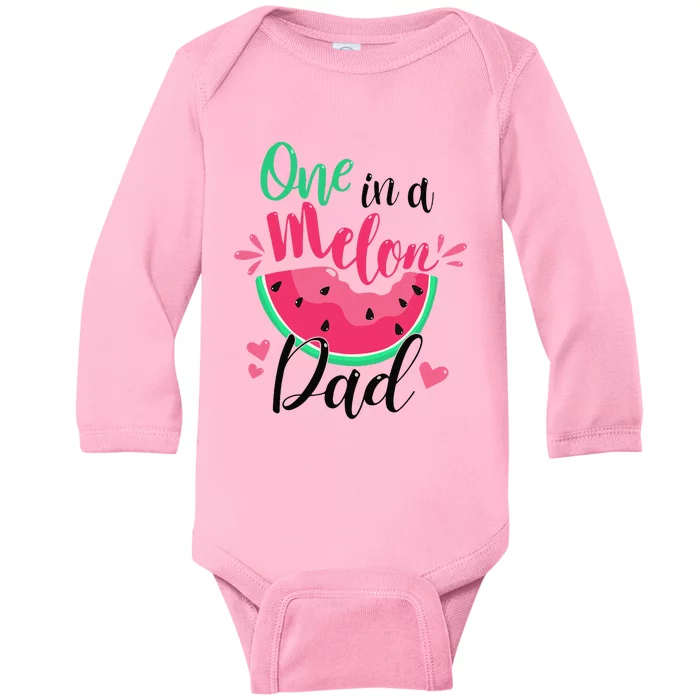 One In A Melon Dad Summer Birthday Party Matching Family Baby Long Sleeve Bodysuit