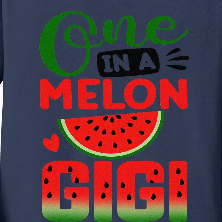 One In A Melon Gigi Family Matching Watermelon Summer Vibes Kids Long Sleeve Shirt