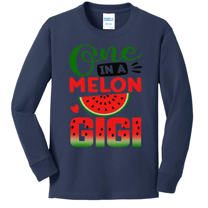 One In A Melon Gigi Family Matching Watermelon Summer Vibes Kids Long Sleeve Shirt