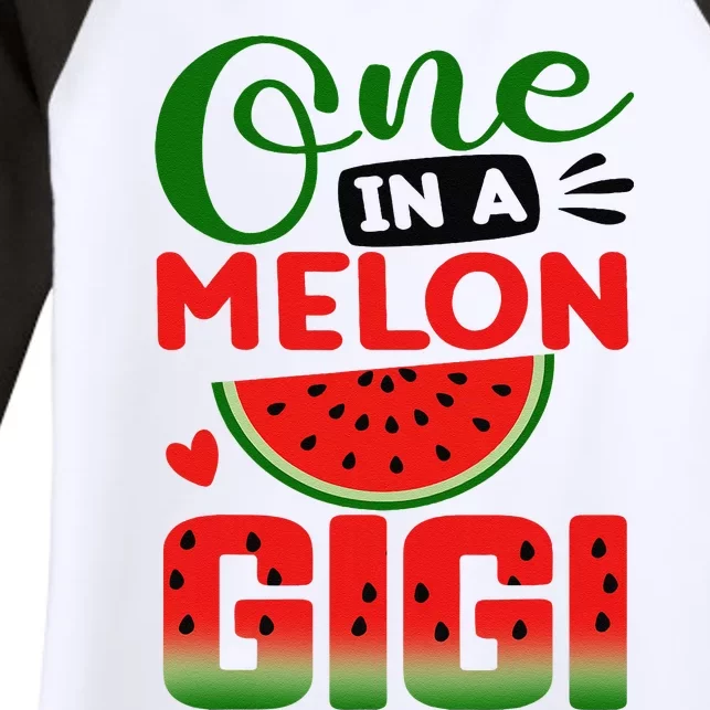 One In A Melon Gigi Family Matching Watermelon Summer Vibes Women's Tri-Blend 3/4-Sleeve Raglan Shirt