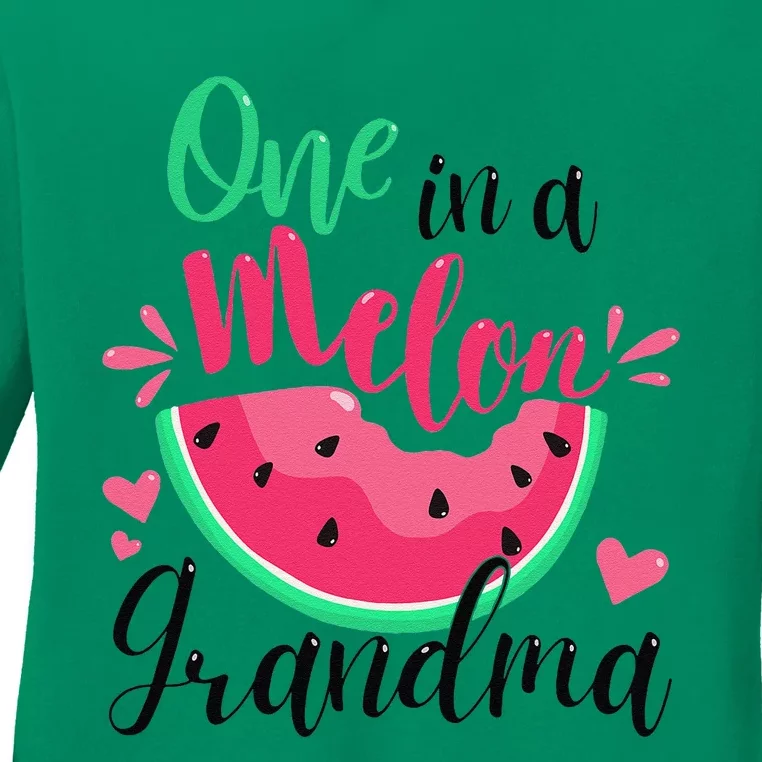 One In A Melon Grandma Summer Birthday Party Matching Ladies Long Sleeve Shirt