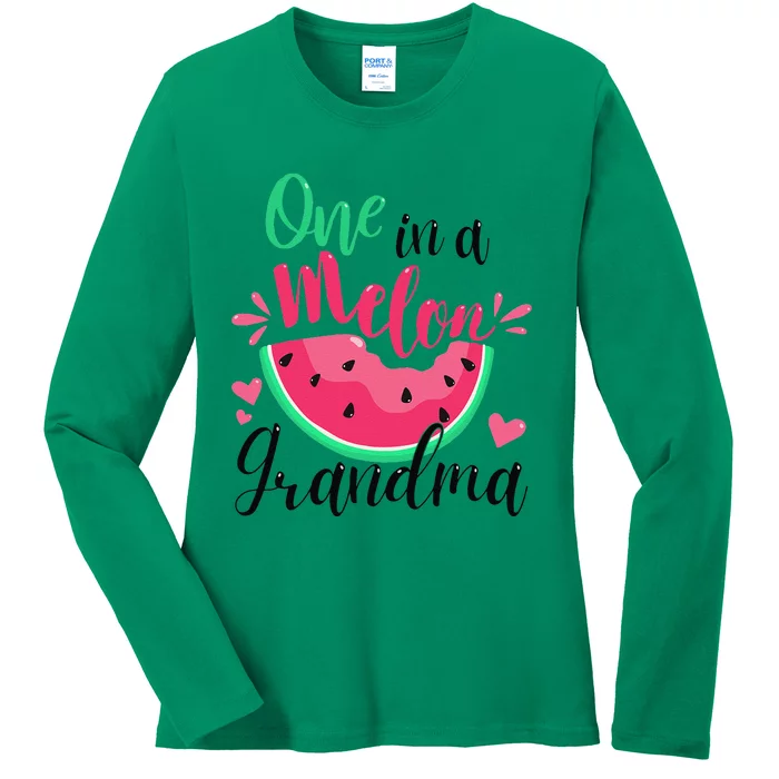 One In A Melon Grandma Summer Birthday Party Matching Ladies Long Sleeve Shirt