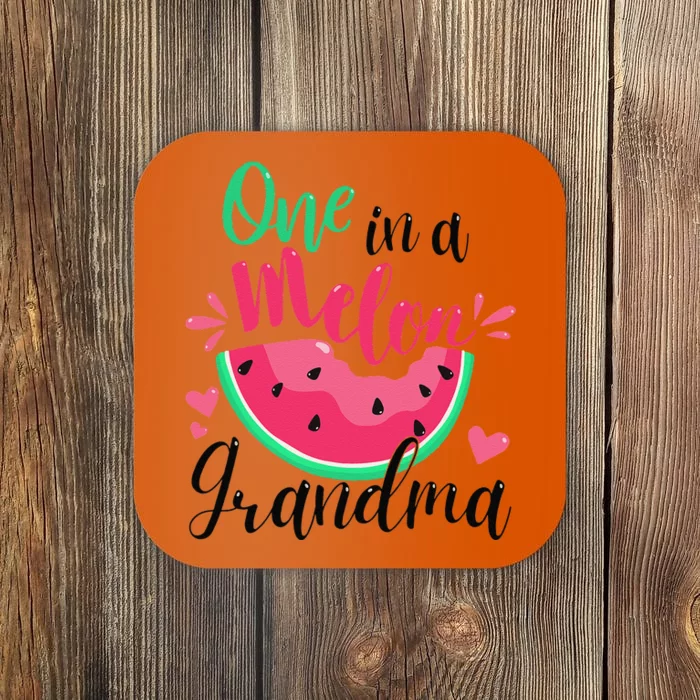 One In A Melon Grandma Summer Birthday Party Matching Coaster