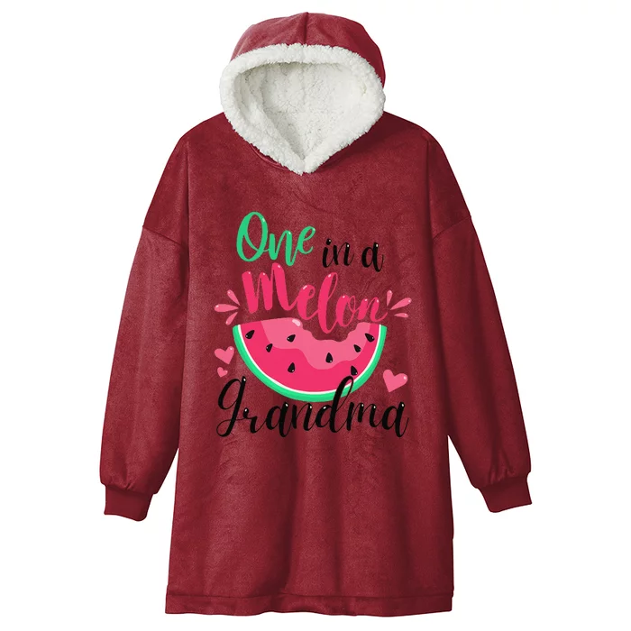 One In A Melon Grandma Summer Birthday Party Matching Hooded Wearable Blanket