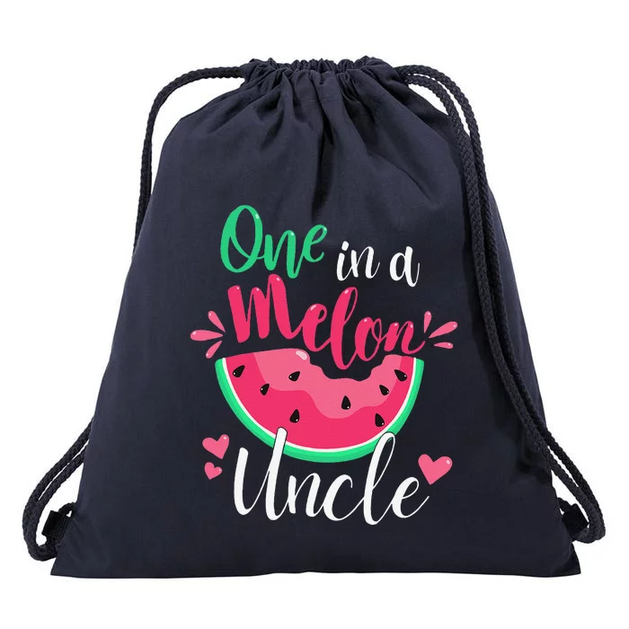 One In A Melon Uncle Birthday Party Matching Family Group Drawstring Bag